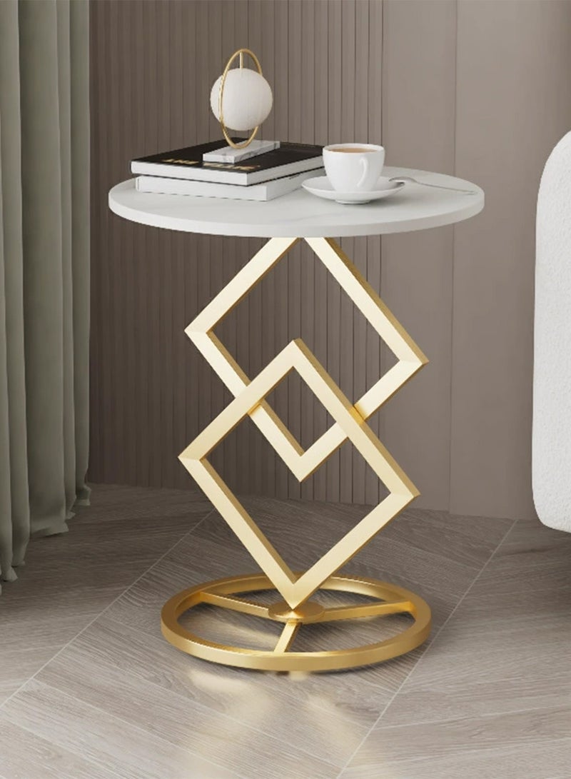 Generic Modern Side Table Round Sofa End Table Metal Rock board Coffee Beside Table for Home Living Room, Bedroom, Office  - Image 1