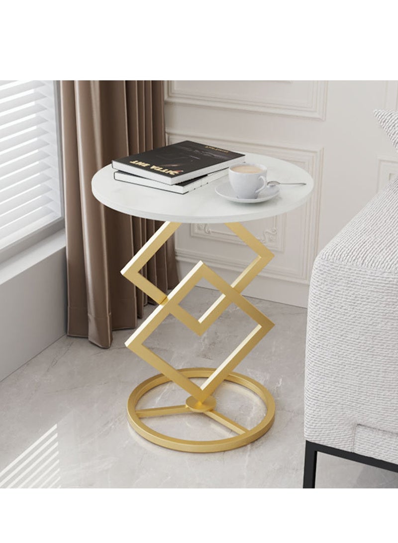 Generic Modern Side Table Round Sofa End Table Metal Rock board Coffee Beside Table for Home Living Room, Bedroom, Office  - Image 2