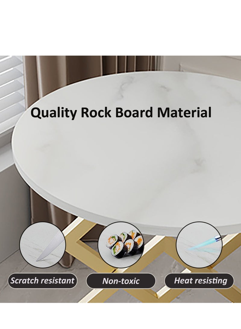 Generic Modern Side Table Round Sofa End Table Metal Rock board Coffee Beside Table for Home Living Room, Bedroom, Office  - Image 3