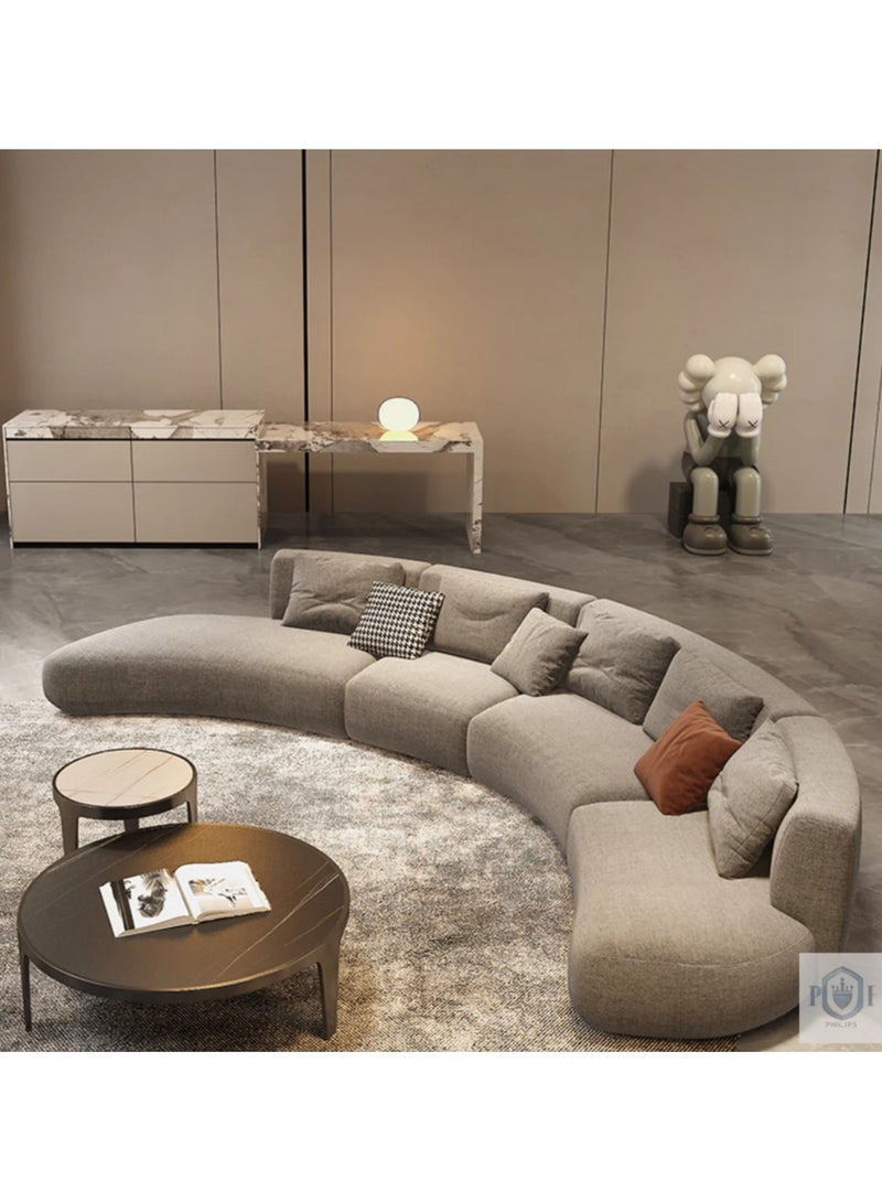 AWD Modern Curved Sectional Sofa - Large Capacity, Stylish & Comfortable Design – 340cm Length – Beige - Image 1