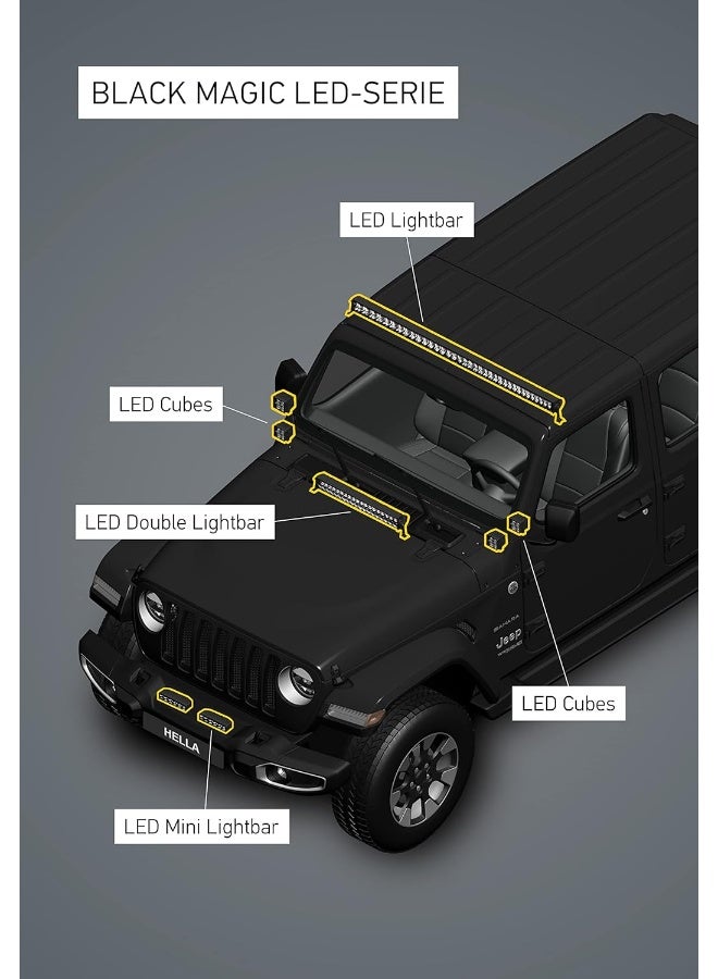 HELLA Black Magic Double LED Light Bar - LED Off Road Spot Driving Lights for Jeep SUV UTV ATV Pickup Truck - 11000 lm Powerful Spotlight with DT Cable and Wiring Harness - Image 3