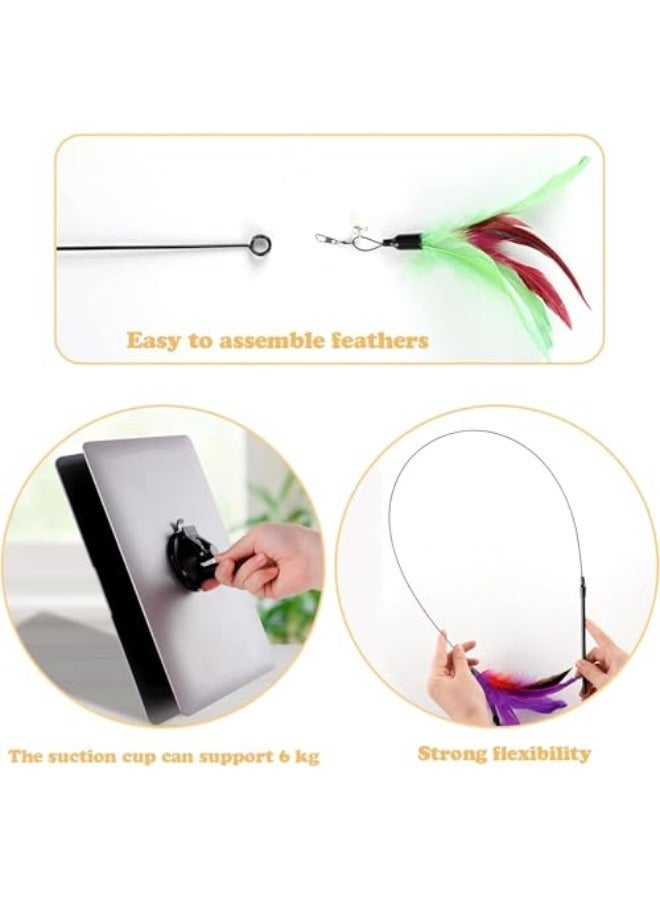 sokany 1 Set Automatic Cat Toys, Interactive Feather Teaser with Strong Suction Cup Base, 2 Replaceable Heads, Indoor Play and Boredom Relief for Cats, Pink Gift Set - Image 4