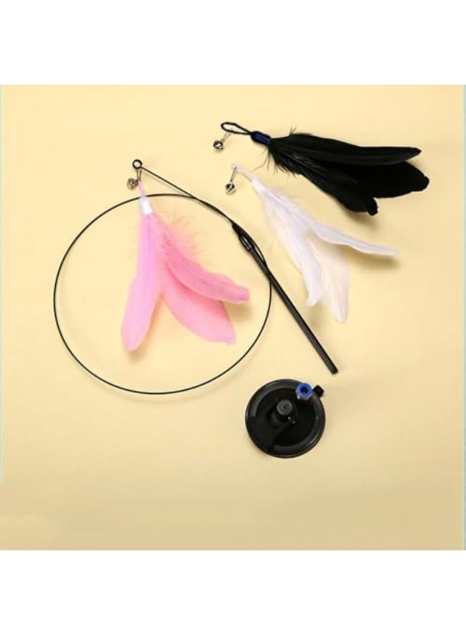 sokany 1 Set Automatic Cat Toys, Interactive Feather Teaser with Strong Suction Cup Base, 2 Replaceable Heads, Indoor Play and Boredom Relief for Cats, Pink Gift Set - Image 5