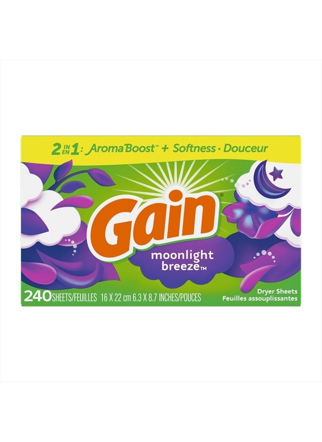 Gain - Dryer Sheets Laundry Fabric Softener, Moonlight Breeze, 240 Count - Image 1