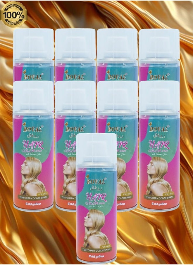 ROVAL - 9 Pieces Roval Temporary Hair Color Spray Gold Yellow 125ml - Image 1