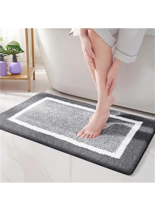 HOOKOR Bathroom Rugs 24x16, Extra Soft and Absorbent Microfiber Bath Mat, Non-Slip, Machine Washable, Quick Dry Shaggy Bath Carpet, Suitable for Bathroom Floor, Tub, Shower (Dark Grey) - Image 1