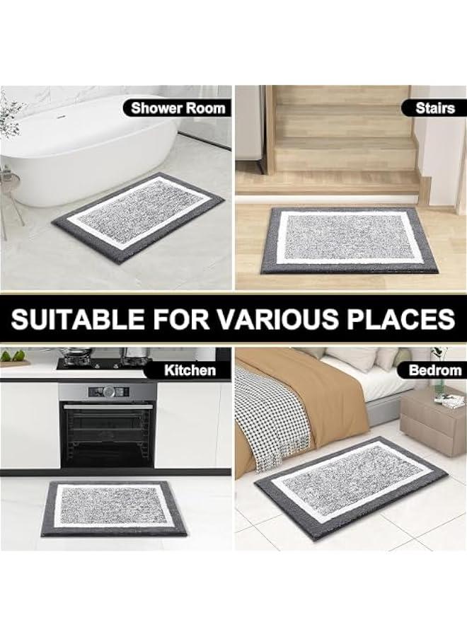 HOOKOR Bathroom Rugs 24x16, Extra Soft and Absorbent Microfiber Bath Mat, Non-Slip, Machine Washable, Quick Dry Shaggy Bath Carpet, Suitable for Bathroom Floor, Tub, Shower (Dark Grey) - Image 5
