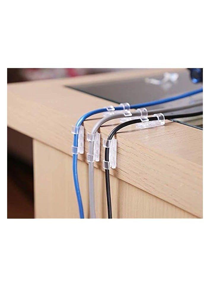 Excefore 60PCS Transparent Cable Clips Strong Self-Adhesive Cable Drop Wire Holder, Durable Mount-Round Plastic Cord Management Organiser Clamps for Home and Office (Transparent) - Image 2