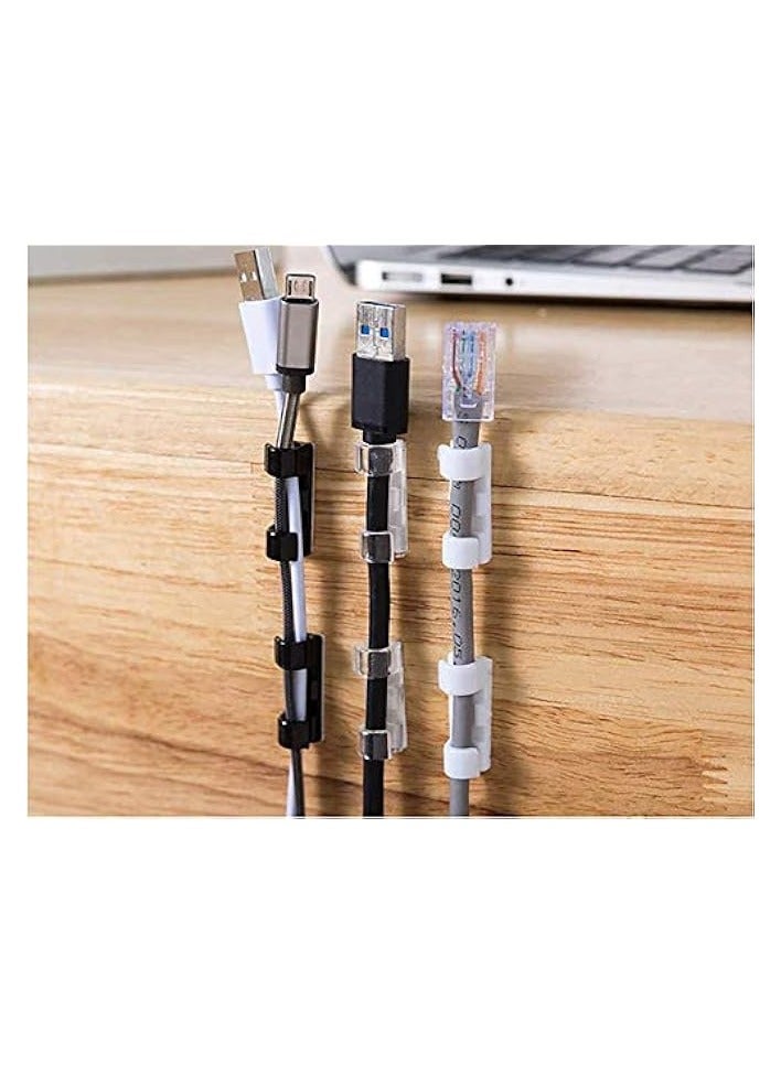 Excefore 60PCS Transparent Cable Clips Strong Self-Adhesive Cable Drop Wire Holder, Durable Mount-Round Plastic Cord Management Organiser Clamps for Home and Office (Transparent) - Image 3