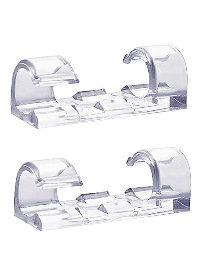 Excefore 60PCS Transparent Cable Clips Strong Self-Adhesive Cable Drop Wire Holder, Durable Mount-Round Plastic Cord Management Organiser Clamps for Home and Office (Transparent) - Image 1