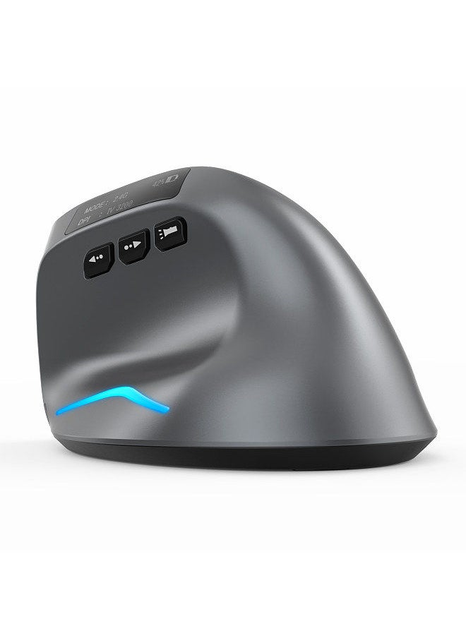ZELOTES F-26C Rechargeable display dual-mode wireless mouse with silent 2.4GHz BT gray  - Image 2