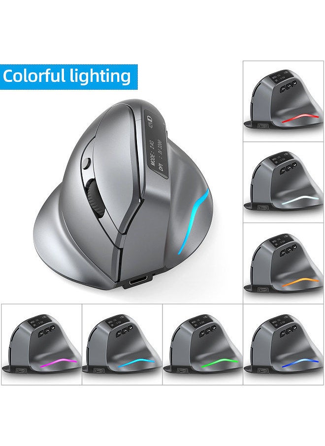 ZELOTES - F-26C Rechargeable display dual-mode wireless mouse with silent 2.4GHz BT gray - Image 1