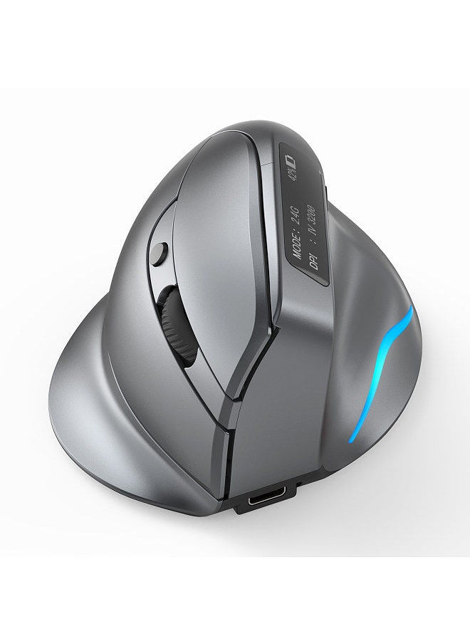 ZELOTES F-26C Rechargeable display dual-mode wireless mouse with silent 2.4GHz BT gray  - Image 1