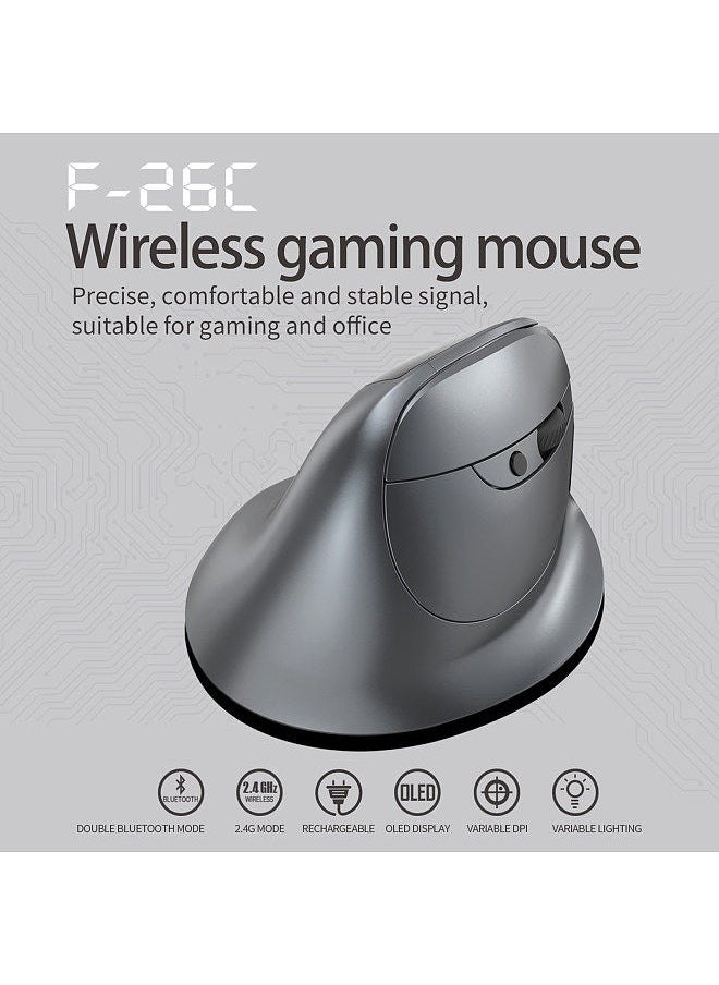 ZELOTES F-26C Rechargeable display dual-mode wireless mouse with silent 2.4GHz BT gray  - Image 3