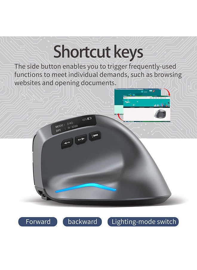 ZELOTES - F-26C Rechargeable display dual-mode wireless mouse with silent 2.4GHz BT gray - Image 1