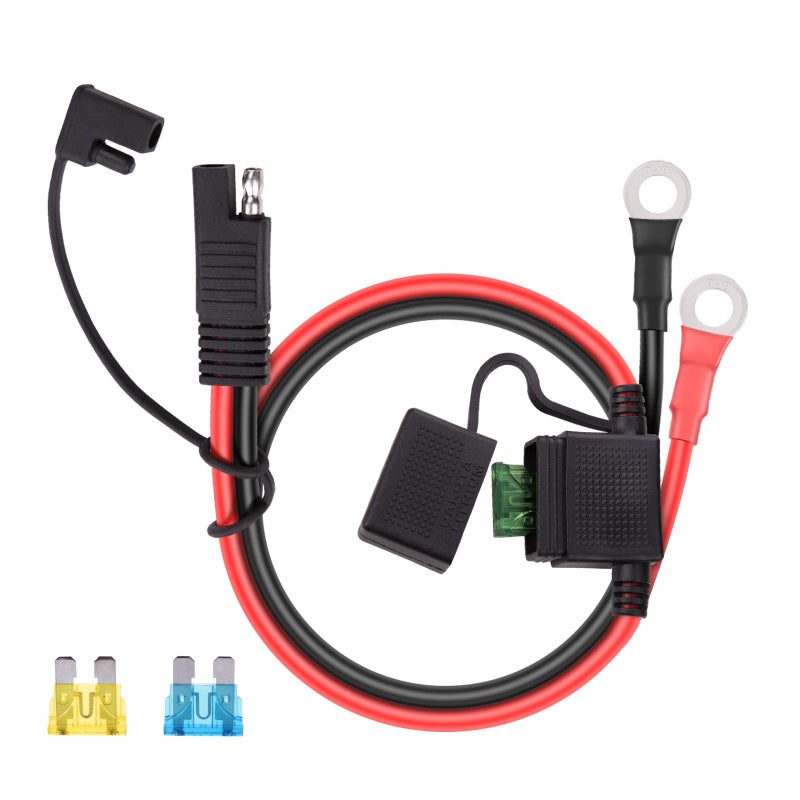 iGreely SAE Battery Connector iGreely 10 Gauge Wire SAE to O Ring Terminal 2Pin Quick Disconnect SAE Battery Cable Extension Wire for Solar Panel Automotive Marine Motorcycle Cars RV 10 AWG 2ft60cm - Image 2