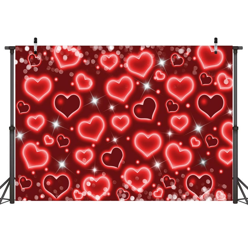 Sensfun Red Heart Photo Backdrop Valentines Day Backdrops for Photography,Early 2000s Love Heart Valentine's Banner Background 90s Valentines Party Decorations Photoshoot Portrait Selfile Decor 7x5ft - Image 3