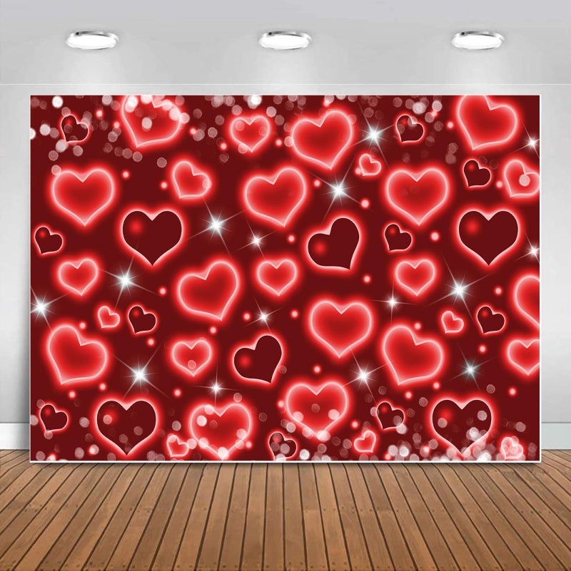 Sensfun Red Heart Photo Backdrop Valentines Day Backdrops for Photography,Early 2000s Love Heart Valentine's Banner Background 90s Valentines Party Decorations Photoshoot Portrait Selfile Decor 7x5ft - Image 1