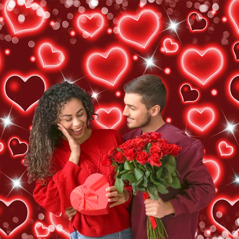 Sensfun Red Heart Photo Backdrop Valentines Day Backdrops for Photography,Early 2000s Love Heart Valentine's Banner Background 90s Valentines Party Decorations Photoshoot Portrait Selfile Decor 7x5ft - Image 2