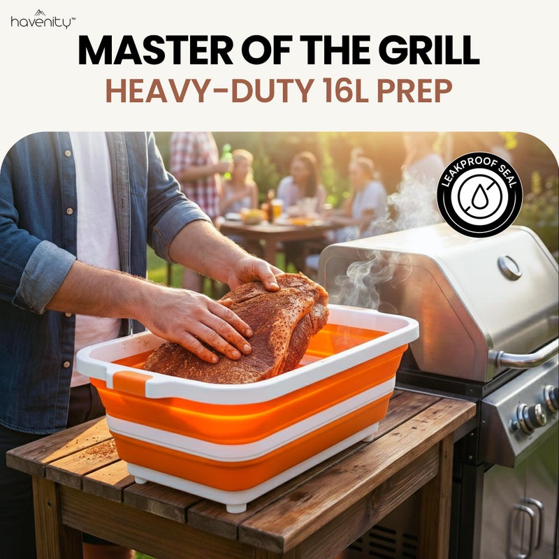 Havenity BBQ Prep Tub 2 Pack (8L+16L) - Multifunctional Collapsible Camping Cutting Board with Upgraded Locking Lid, Meal Prep Meat Storage Container Perfect for Grilling, Outdoor (Large + XL) - Image 4