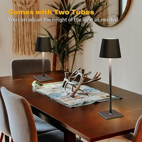 Parssufy Cordless Table Lamps, Rechargeable Lamps, Battery Operated Lamp, LED Portable Wireless Lamp, Touch Control, 3 Color Temperature, Stepless Dimmable (Black) - Image 5