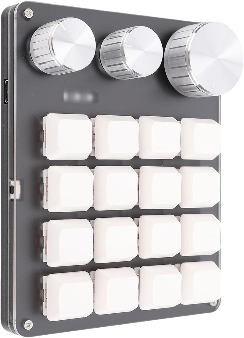 6 Key Programmable Gaming Keyboard 16 Key Mechanical Keyboard With 3 Knobs 3 Layers Red Switch For Game Shortcuts White - Image 1