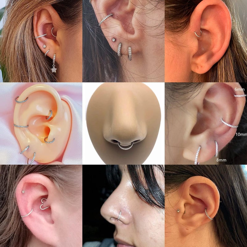 FUNLMO Store 20G 18G 16G 12G Nose Ring Hoop Conch Rook Daith Helix Tragus Piercing Jewelry 316L Surgical Steel Cartilage Earring Conch Hoop Earring Septum Jewelry Belly Lip Ring 5mm to 14mm - Image 5