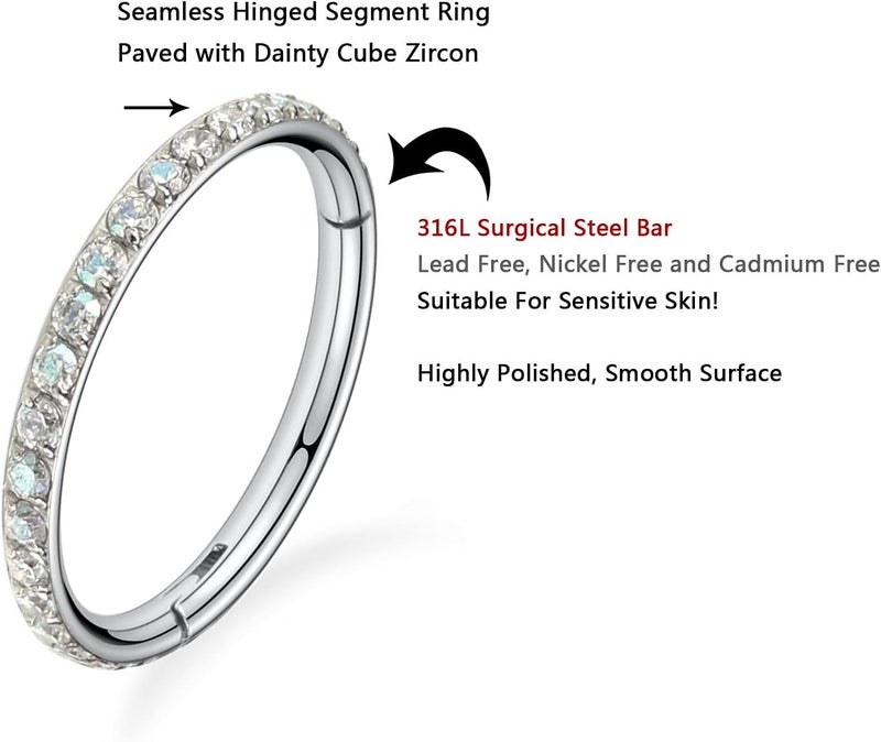 FUNLMO Store 20G 18G 16G 12G Nose Ring Hoop Conch Rook Daith Helix Tragus Piercing Jewelry 316L Surgical Steel Cartilage Earring Conch Hoop Earring Septum Jewelry Belly Lip Ring 5mm to 14mm - Image 2