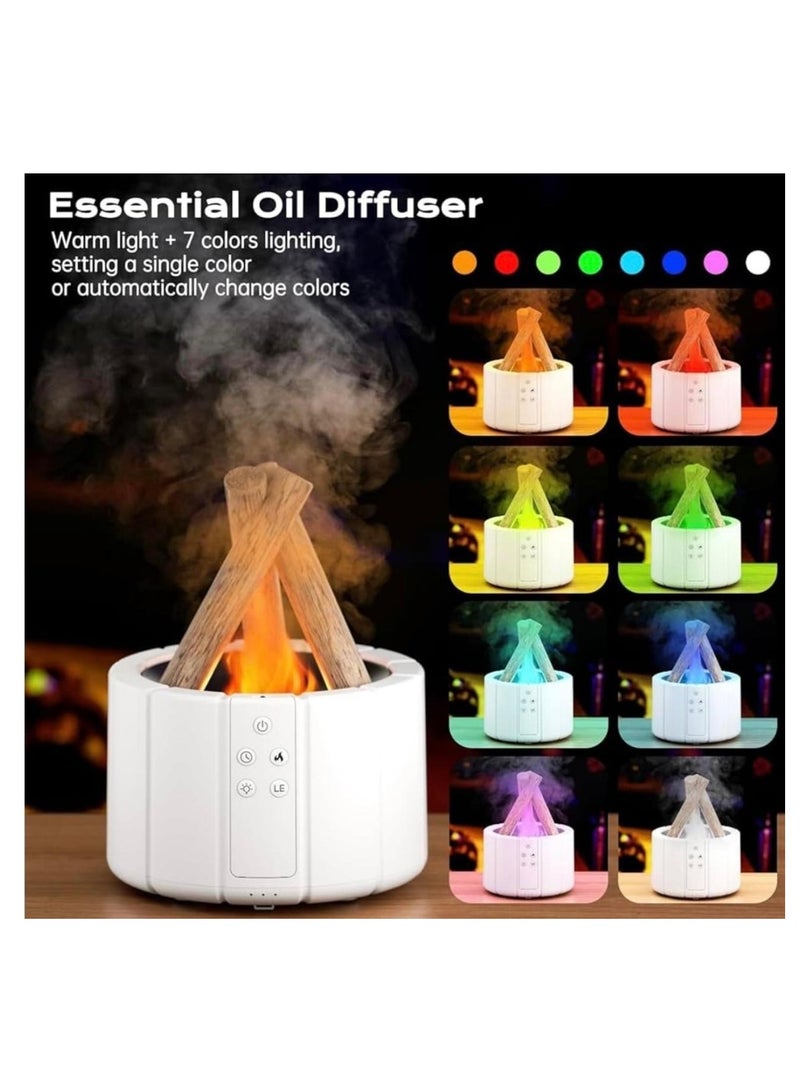 QiaoKai Bonfire Humidifier 250ML with Remote Control, Silent Flame Diffuser Aromatherapy Scented Oil Diffusers Timing With Bonfire Shape Warm Light And 7 Colorful Lights  - Image 1
