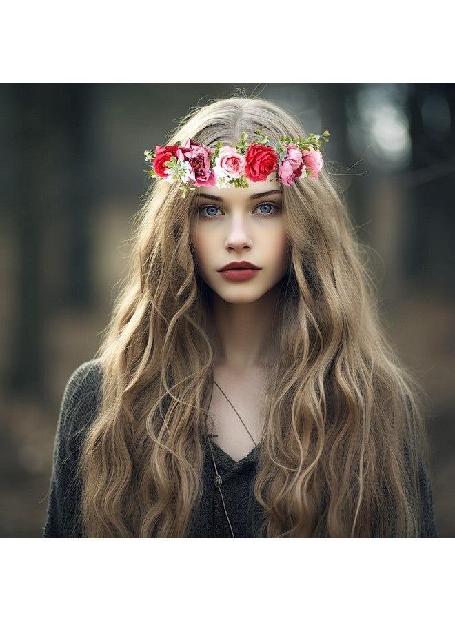 LLinfflr Fairy Floral Crown Flower Headband Woodland Elf Headpiece Forest Elven Circlet For Women Girls Bridal Wedding Prom Halloween Renaissance Cosplay Photo Props - Image 2