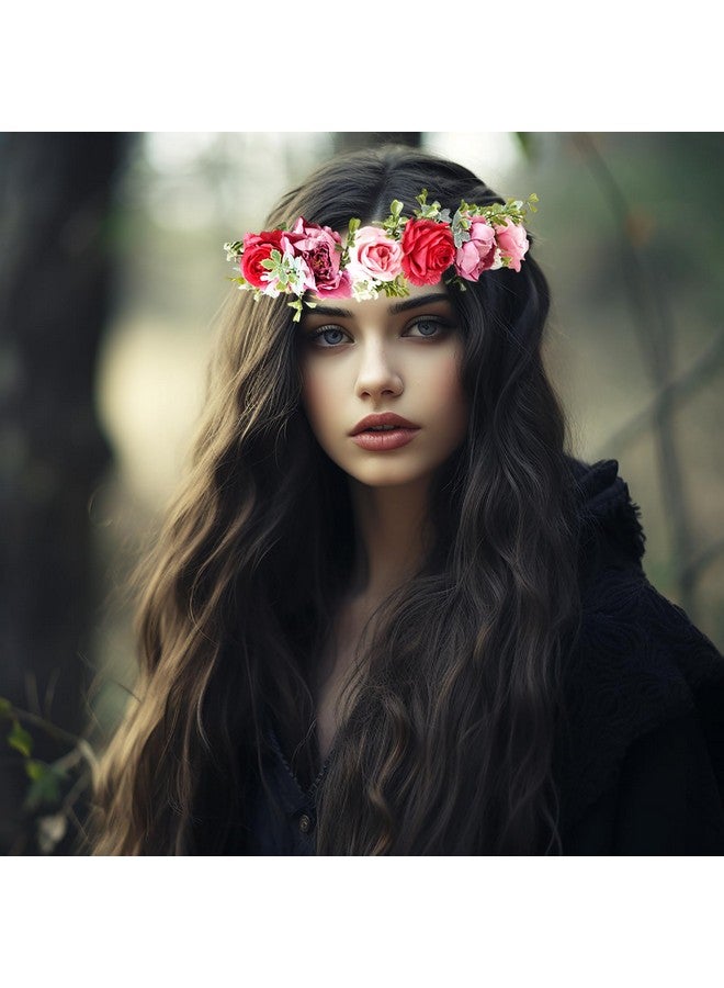LLinfflr Fairy Floral Crown Flower Headband Woodland Elf Headpiece Forest Elven Circlet For Women Girls Bridal Wedding Prom Halloween Renaissance Cosplay Photo Props - Image 4