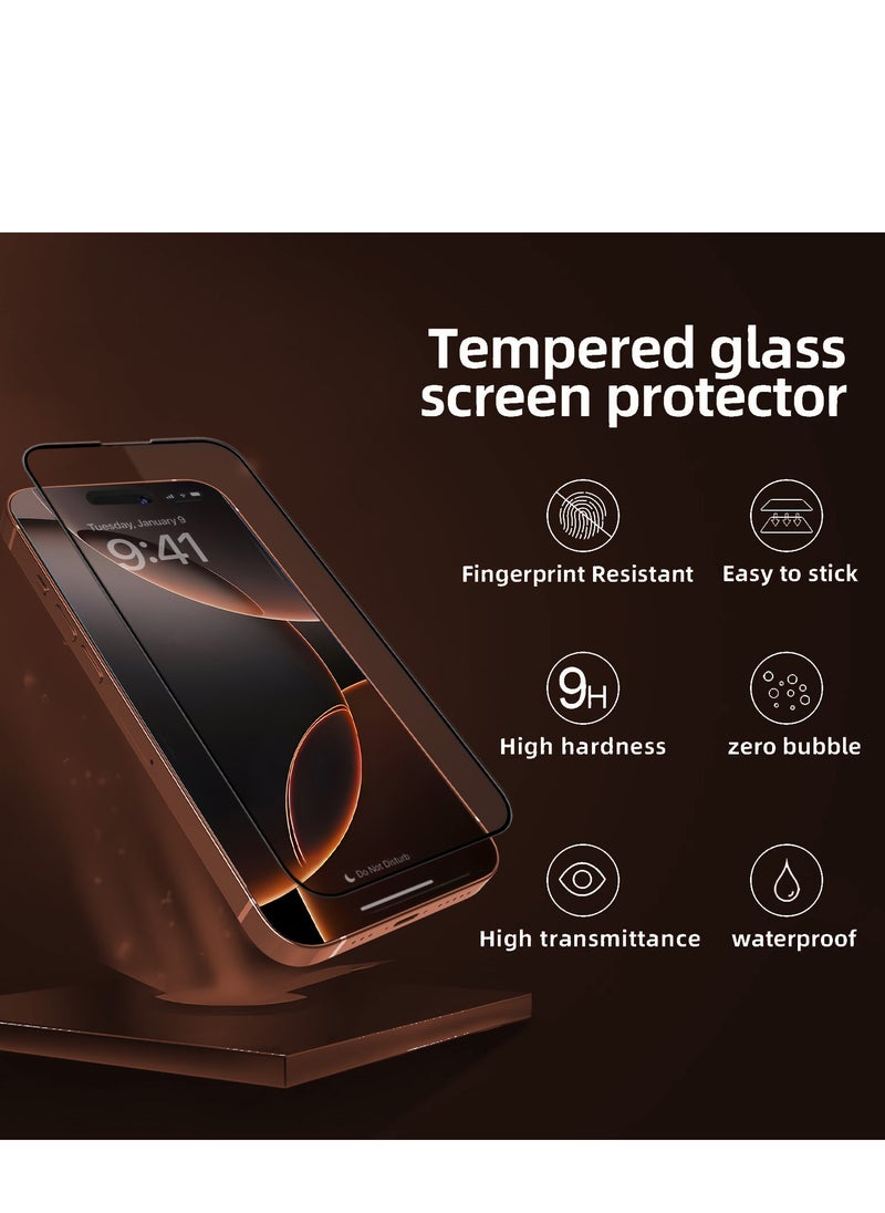 Brave - iPhone 16 Pro 6.3 inch Screen Protector, Full Coverage, Ultra HD Quality, Shockproof, Scratch Resistant, Shatter Resistant, Anti-Fingerprint Coating, Bubble Free, 9H Hardness Tempered Glass with Easy Installation Frame to Ensure Bubble-Free and Effortless Application, Clear Design and Comprehensive Protection - Image 1