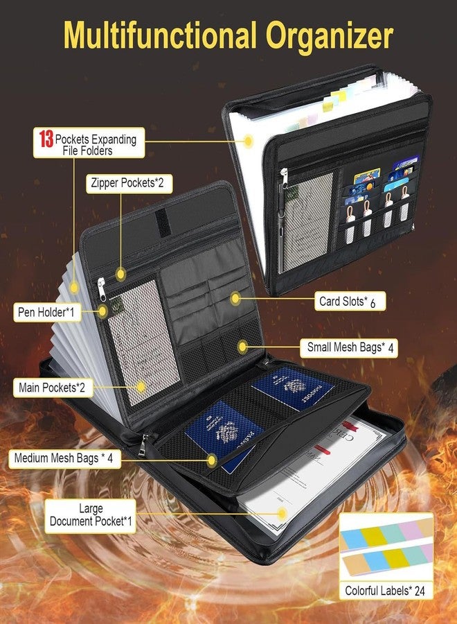 DasTior Accordion File Organizer Fireproof Expanding Folder - 13 Pockets, Letter A4 Size, Index Tabs,Organize Bills, Receipts & Important Documents Easily,Home Office & School - Image 5
