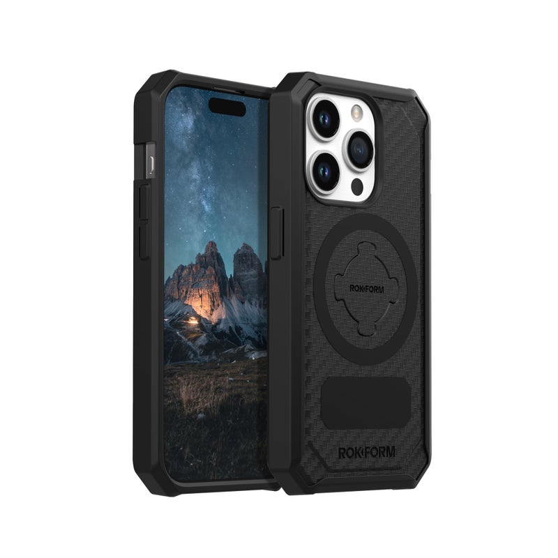 Rokform - iPhone 15 Pro Case, Rugged Series, Magnetic, iPhone 15 Pro Cover with RokLock Twist Lock, Drop Tested Armor (Black) - Image 1
