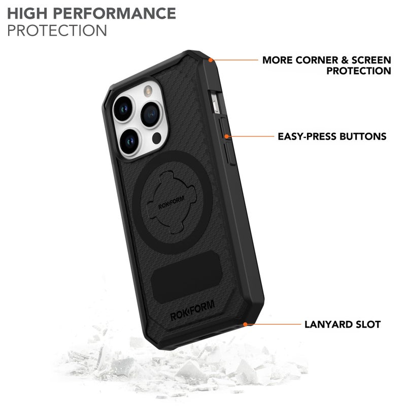 Rokform - iPhone 15 Pro Case, Rugged Series, Magnetic, iPhone 15 Pro Cover with RokLock Twist Lock, Drop Tested Armor (Black) - Image 3