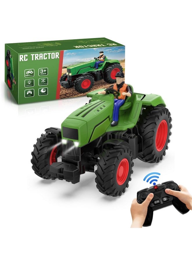 Uarzt Remote Control Tractor Toys For Kids 3-5, Rc Tractor Toy With Farmer & Light,1:24 Scale, Rechargeable Farm Toy Tractor For Toddler Toy Set Birthday Gifts For 3 4 5 Year Old Kids Boys Girls - Image 1