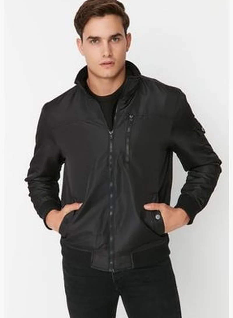 trendyol Black Men's Regular Fit Stand-Up Collar Fleece Inner Coat.