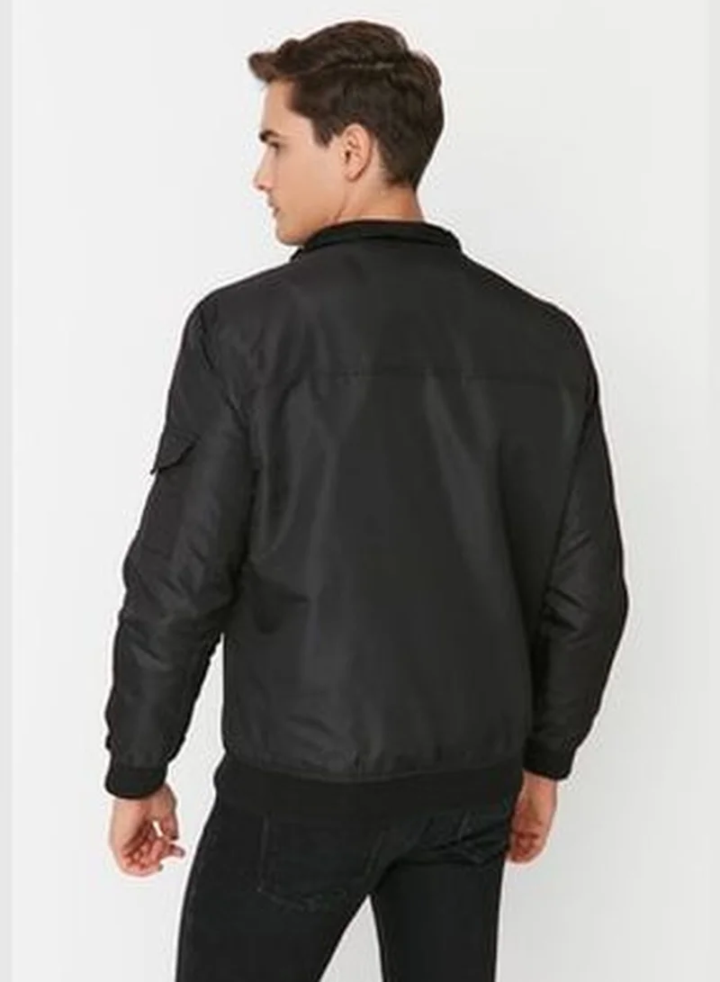 trendyol Black Men's Regular Fit Stand-Up Collar Fleece Inner Coat.
