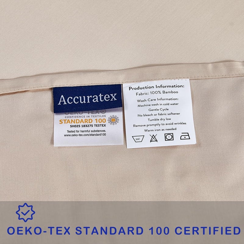 ACCURATEX Cooling Pillow Cases Set of 2, Soft Breathable Pillow Case with Envelop Closure, 100% Rayon Derived from Bamboo, Silky Pillowcase for Hair and Skin, Gifts, Sandy, 50 × 75 cm - Image 5
