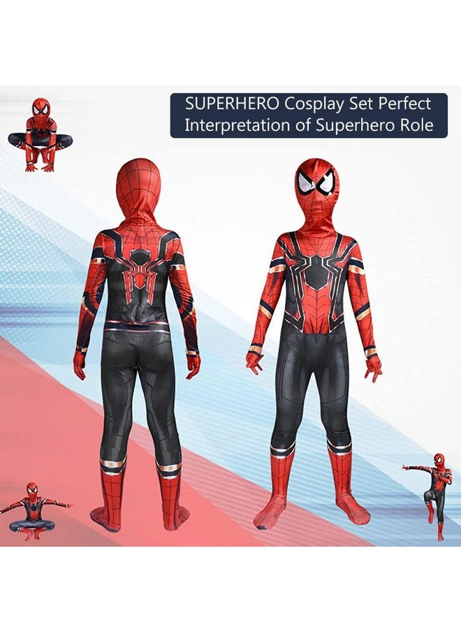 GUSTAVE - GUSTAVE Down Spiderman Costume For Kids, 3D Prints Spider Man Costume Set For 8-10 Years Gift Party Halloween (Size M - Suggest Height 135-145Cm), Multicolor - Image 1