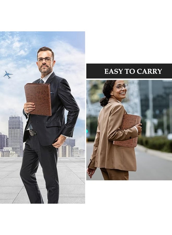 ProCase Portfolio Business Padfolio Folder with Zipper, Conference Meeting Executive File Legal Document Organizer with Pockets Letter Size A4 Writing Pad Notepad Padfolio for Father's Day Gift -Brown - Image 4