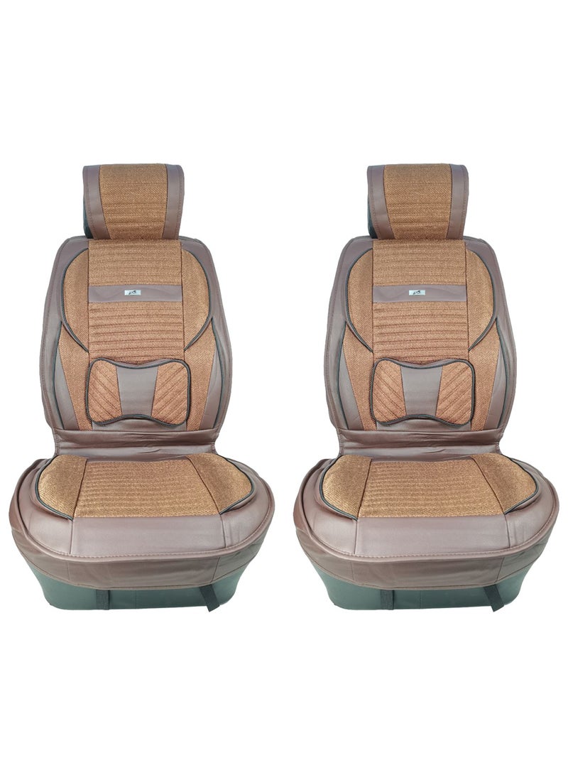 3XR 3XR Premium Leatherette  Car Front Seat Covers SANAFA Brown Car Seat Cover 2 PCS Set 4769 - Image 2
