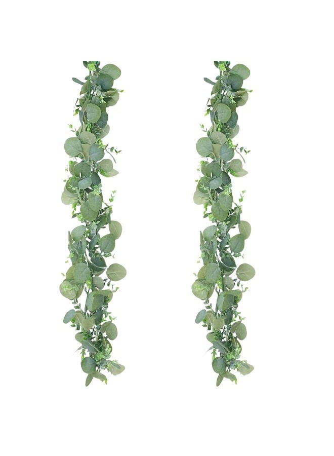COTSEN 2 Pcs 6 ft Artificial Eucalyptus Garland Greenery Faux Eucalyptus Garland Plant Fake Silver Dollar Eucalyptus Leaves Hanging Vines Suitable for Wedding Arch Party Table Family Wall Decor - Image 1
