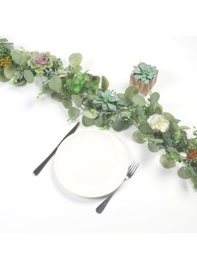COTSEN 2 Pcs 6 ft Artificial Eucalyptus Garland Greenery Faux Eucalyptus Garland Plant Fake Silver Dollar Eucalyptus Leaves Hanging Vines Suitable for Wedding Arch Party Table Family Wall Decor - Image 3