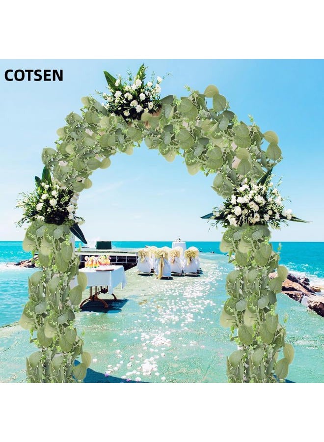 COTSEN 2 Pcs 6 ft Artificial Eucalyptus Garland Greenery Faux Eucalyptus Garland Plant Fake Silver Dollar Eucalyptus Leaves Hanging Vines Suitable for Wedding Arch Party Table Family Wall Decor - Image 2