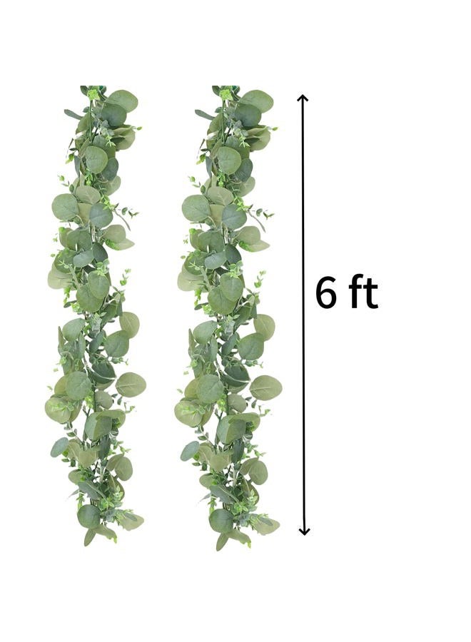 COTSEN 2 Pcs 6 ft Artificial Eucalyptus Garland Greenery Faux Eucalyptus Garland Plant Fake Silver Dollar Eucalyptus Leaves Hanging Vines Suitable for Wedding Arch Party Table Family Wall Decor - Image 5