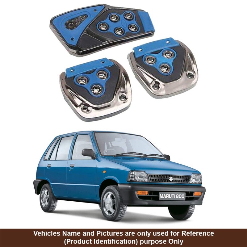 Oshotto 3 Pcs Non-Slip Manual CS-375 Car Pedals kit Pad Covers Set Compatible with Maruti Suzuki 800 (Blue) - Image 1