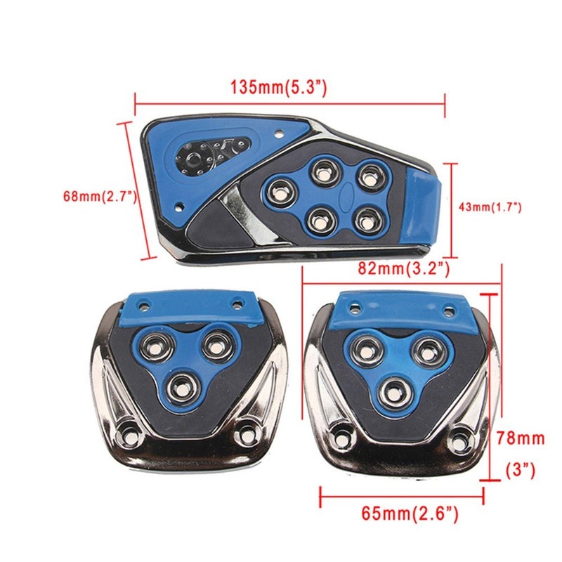 Oshotto 3 Pcs Non-Slip Manual CS-375 Car Pedals kit Pad Covers Set Compatible with Maruti Suzuki 800 (Blue) - Image 4