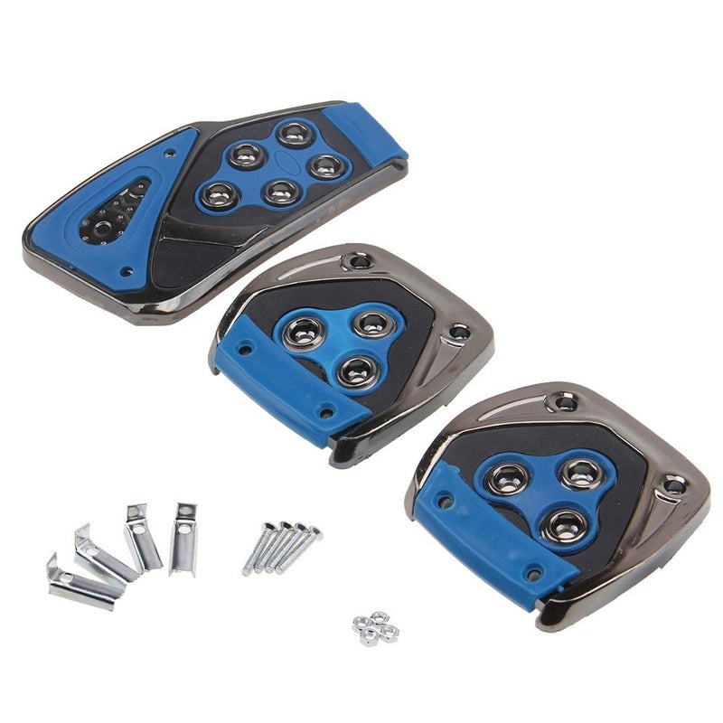 Oshotto 3 Pcs Non-Slip Manual CS-375 Car Pedals kit Pad Covers Set Compatible with Maruti Suzuki 800 (Blue) - Image 3