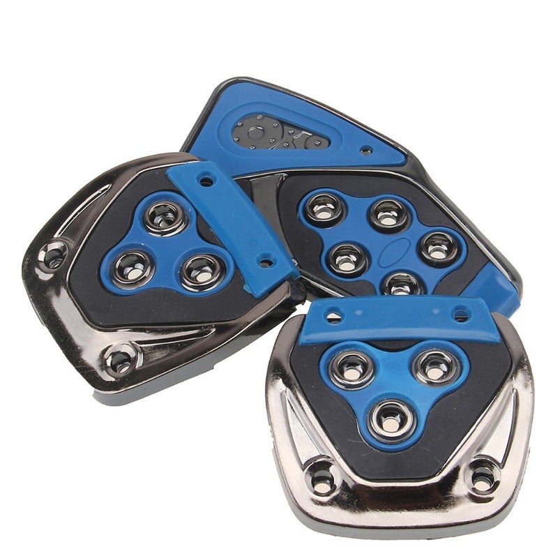 Oshotto 3 Pcs Non-Slip Manual CS-375 Car Pedals kit Pad Covers Set Compatible with Maruti Suzuki 800 (Blue) - Image 2